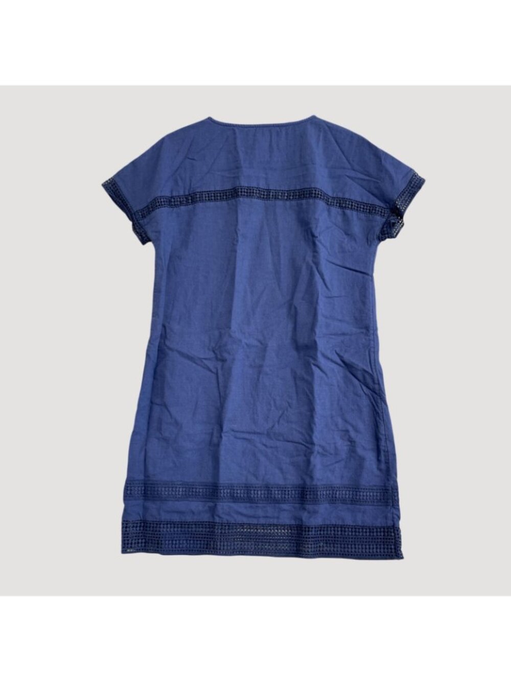 Vineyard Vines Women's S Blue Crochet Lace Cotton Shift Dress Short Sleeve P0295 - Picture 2 of 9